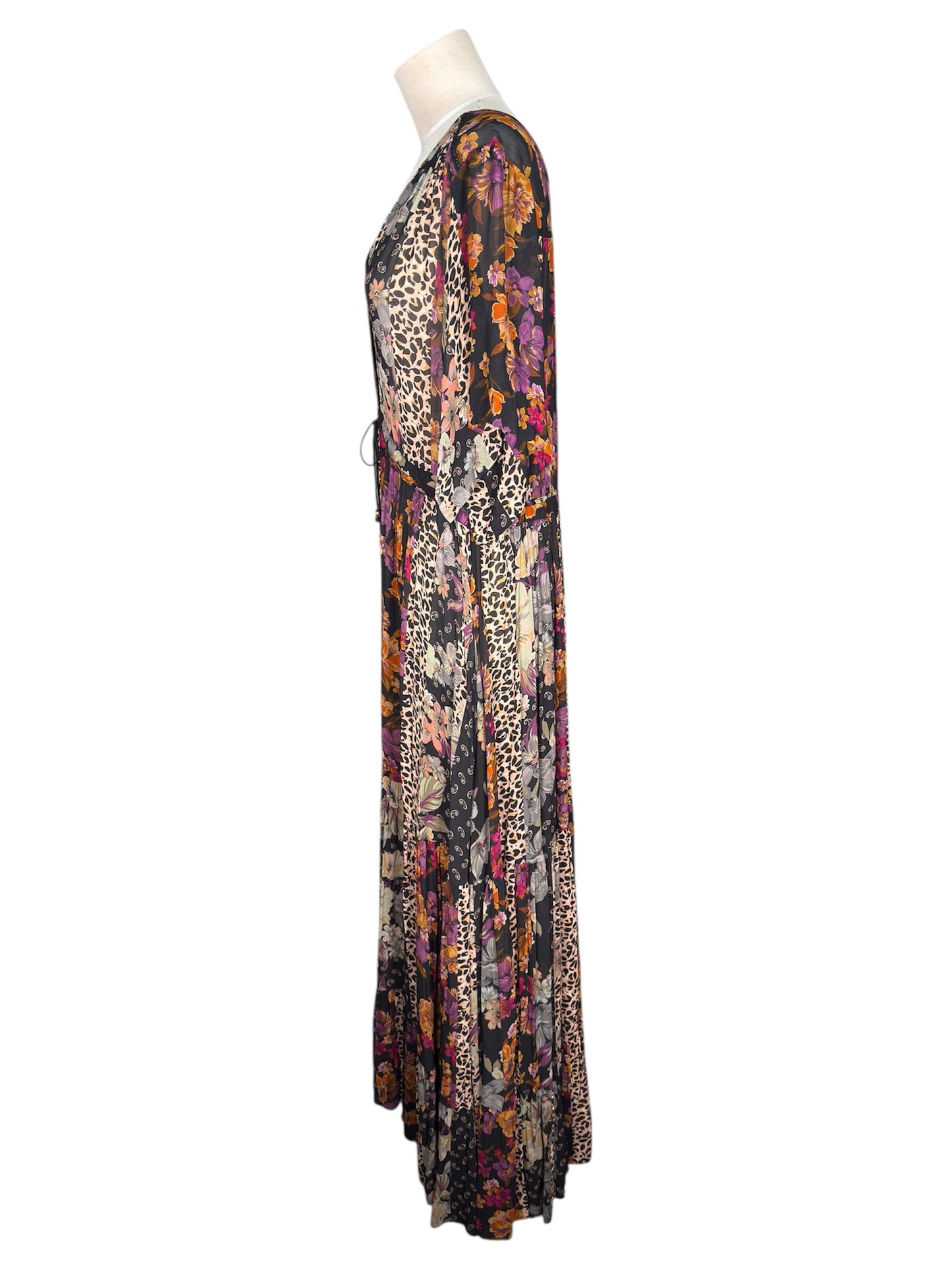 Modern Johnny Was Jade Floral Cheetah Print Maxi Dress - XL