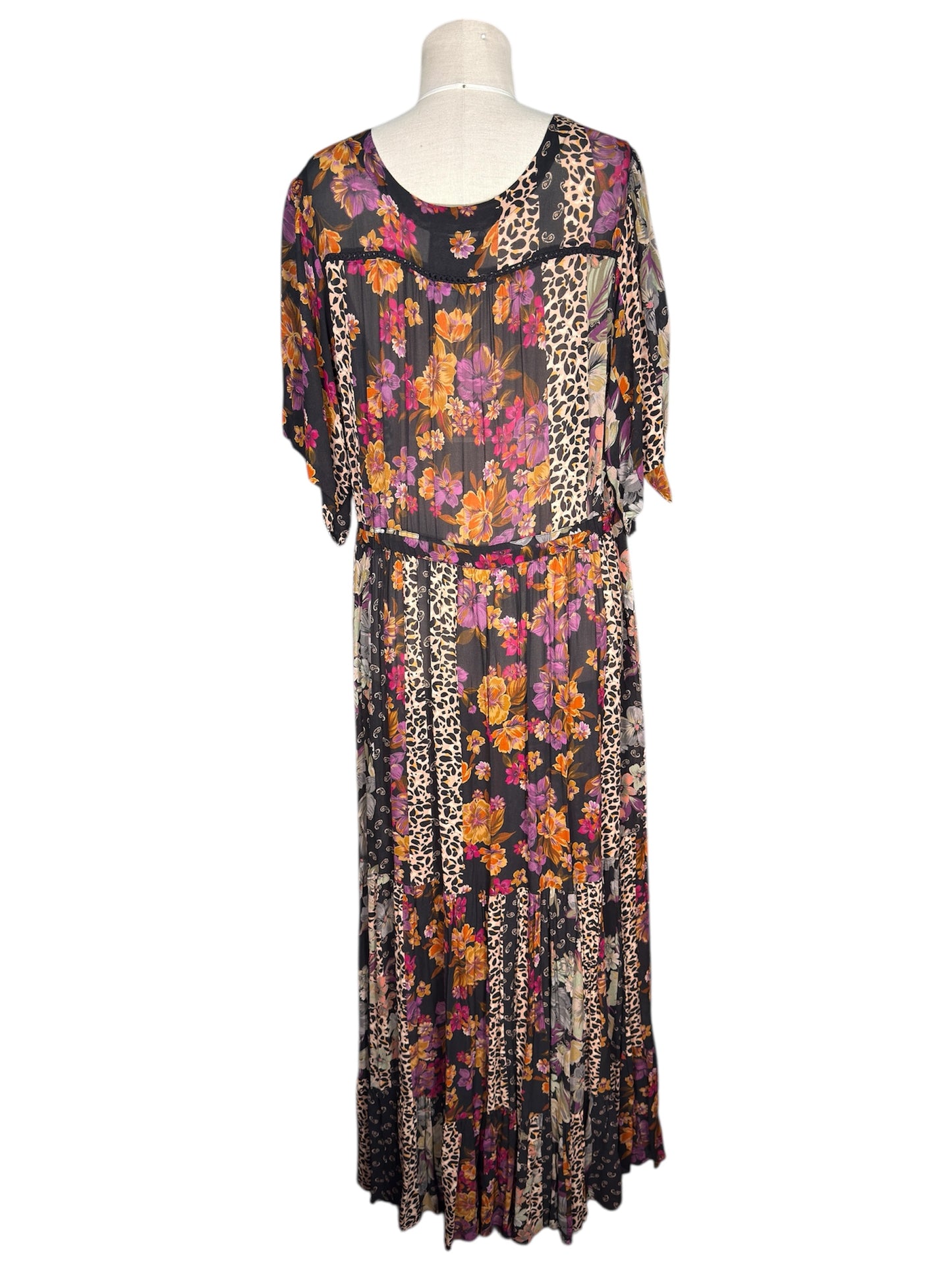 Modern Johnny Was Jade Floral Cheetah Print Maxi Dress - XL
