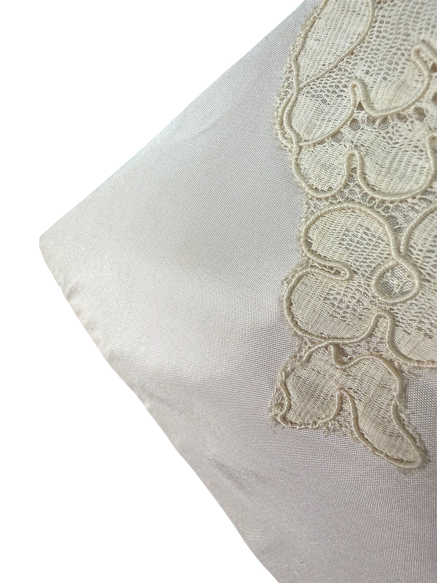 1960s Floral Lace Applique and Beaded Wedding Gown