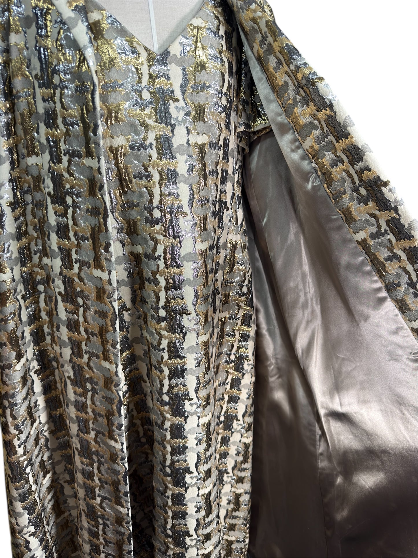 1960s Nina Deb Gold/Silver Metallic Dress and Coat Set