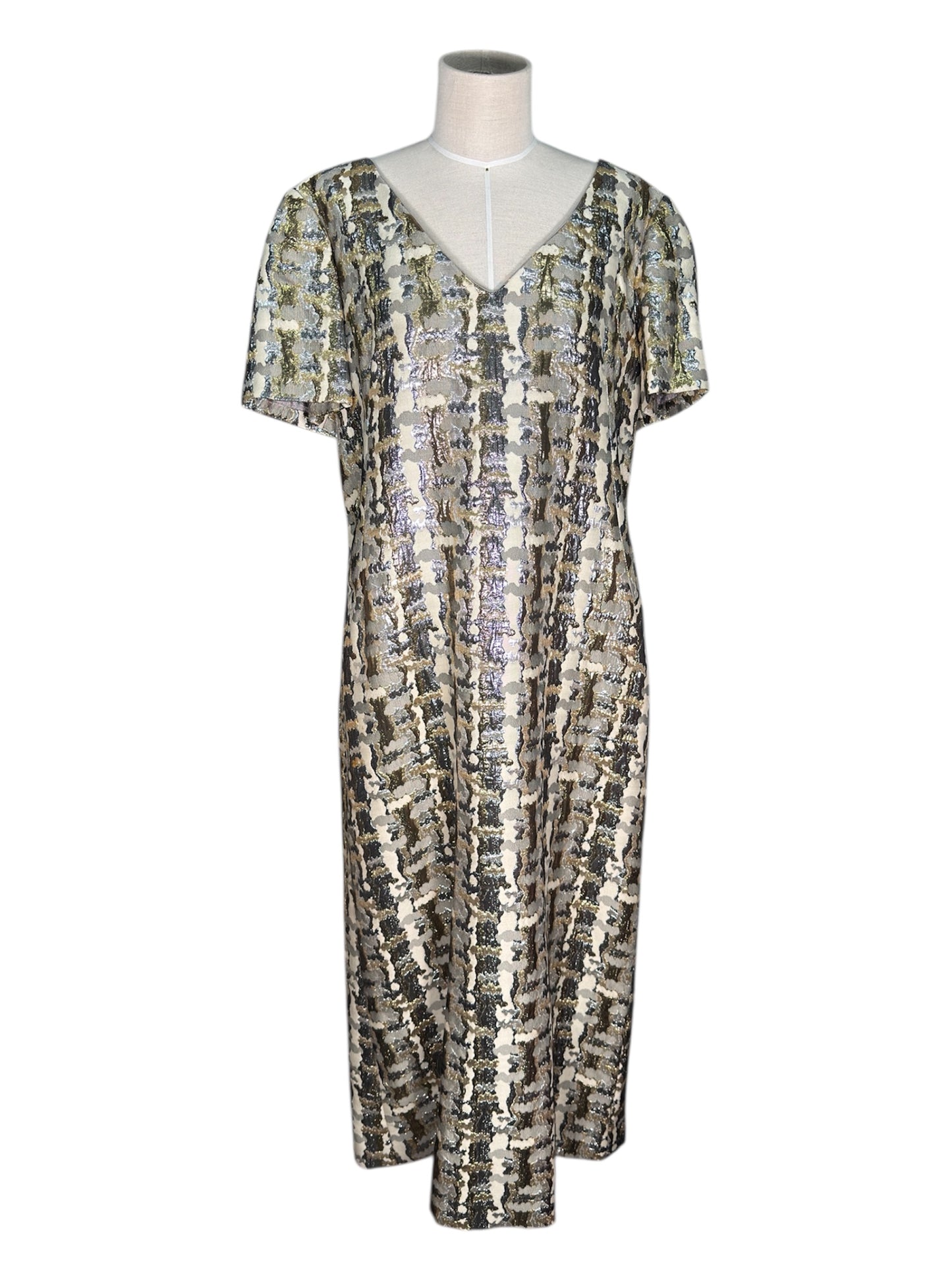 1960s Nina Deb Gold/Silver Metallic Dress and Coat Set