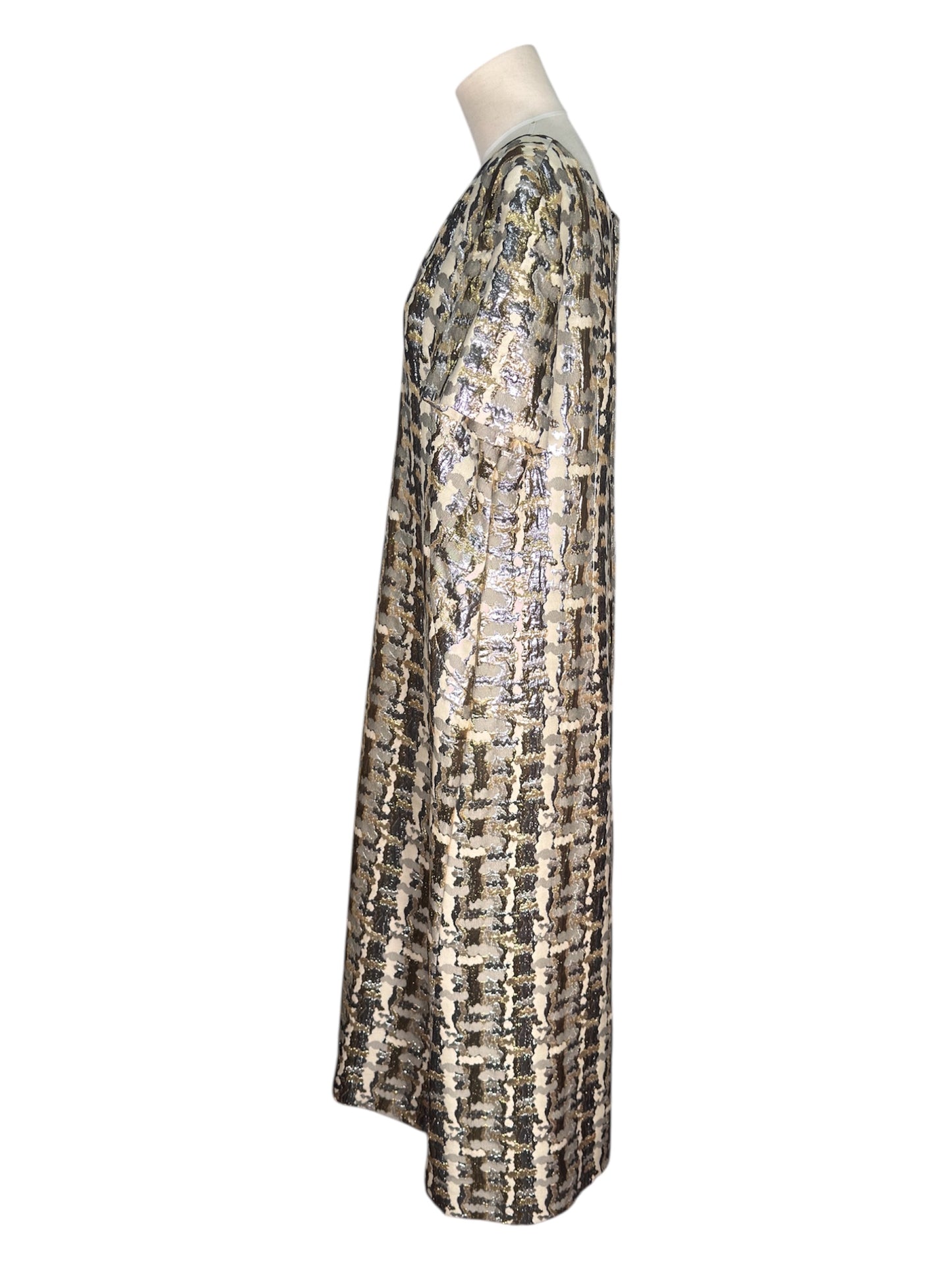 1960s Nina Deb Gold/Silver Metallic Dress and Coat Set