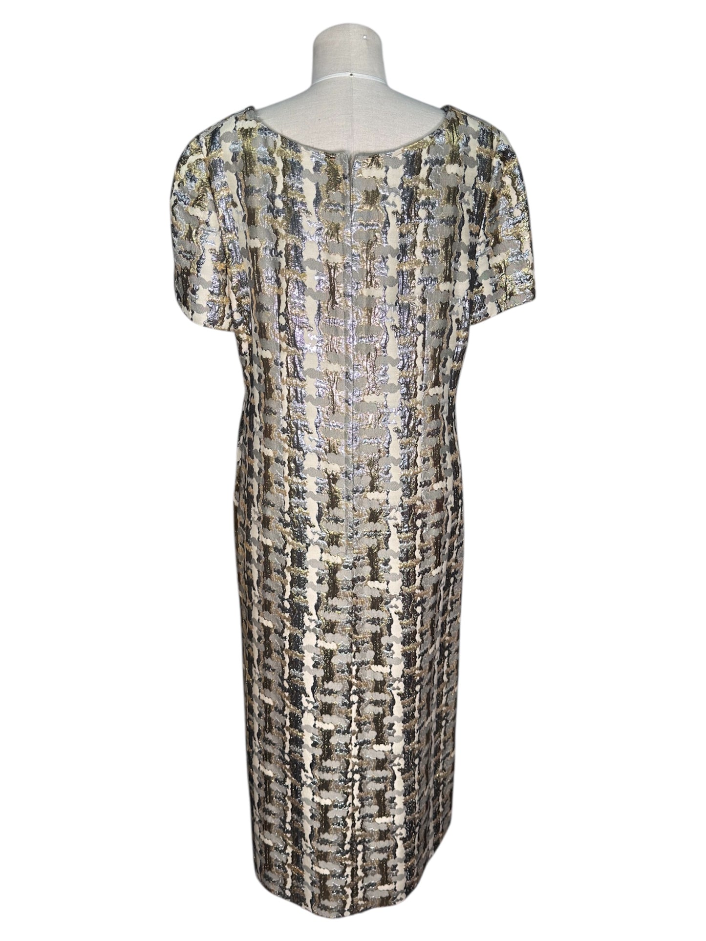 1960s Nina Deb Gold/Silver Metallic Dress and Coat Set