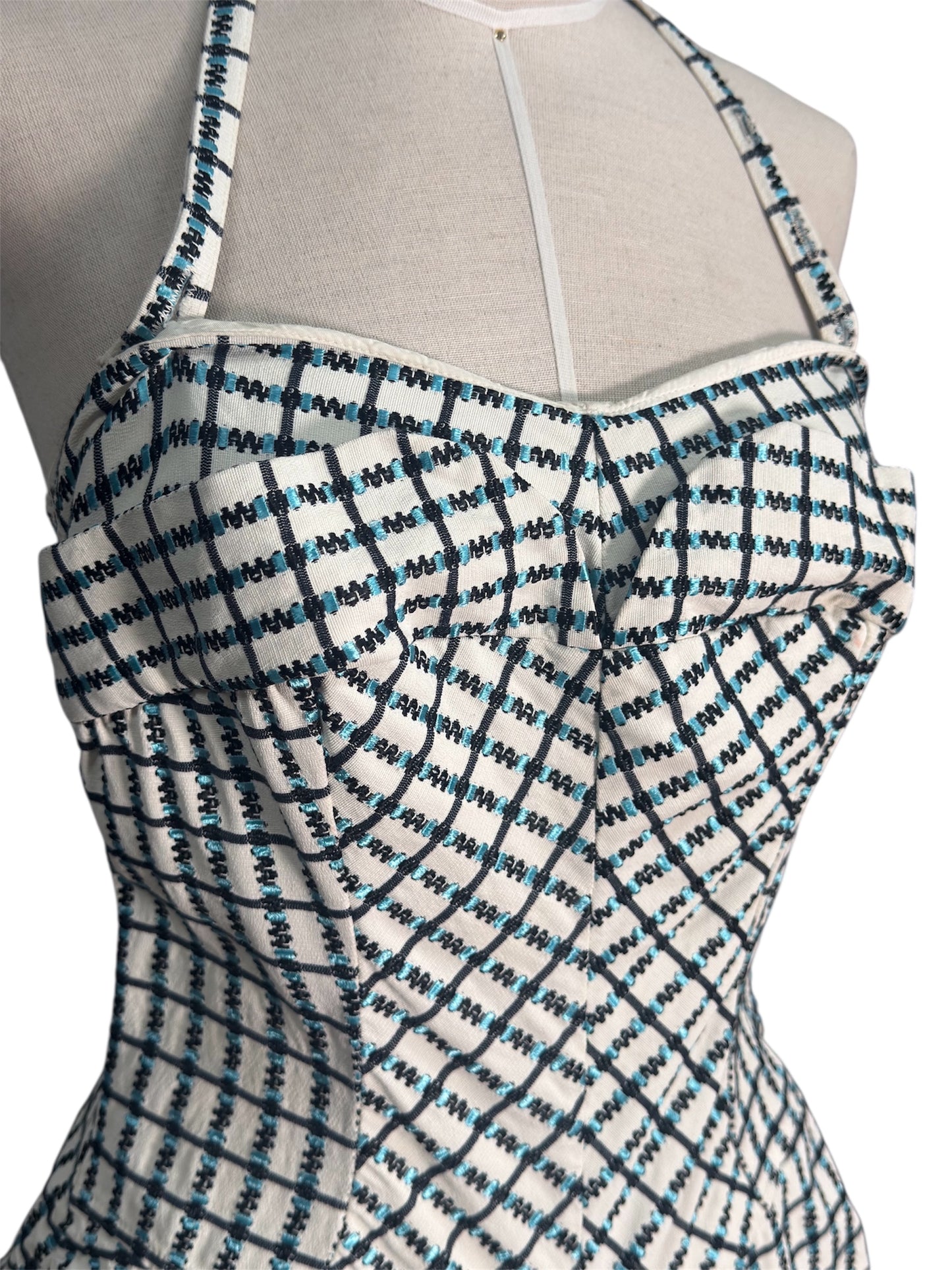 1950s Petal Bust Checkered Swimsuit/Playsuit