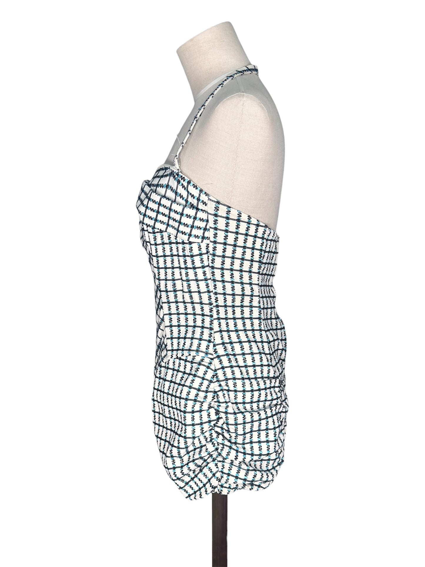 1950s Petal Bust Checkered Swimsuit/Playsuit