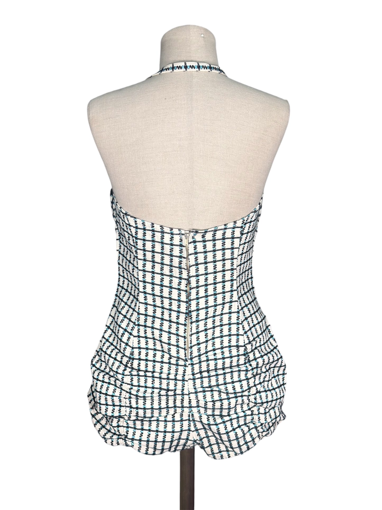 1950s Petal Bust Checkered Swimsuit/Playsuit