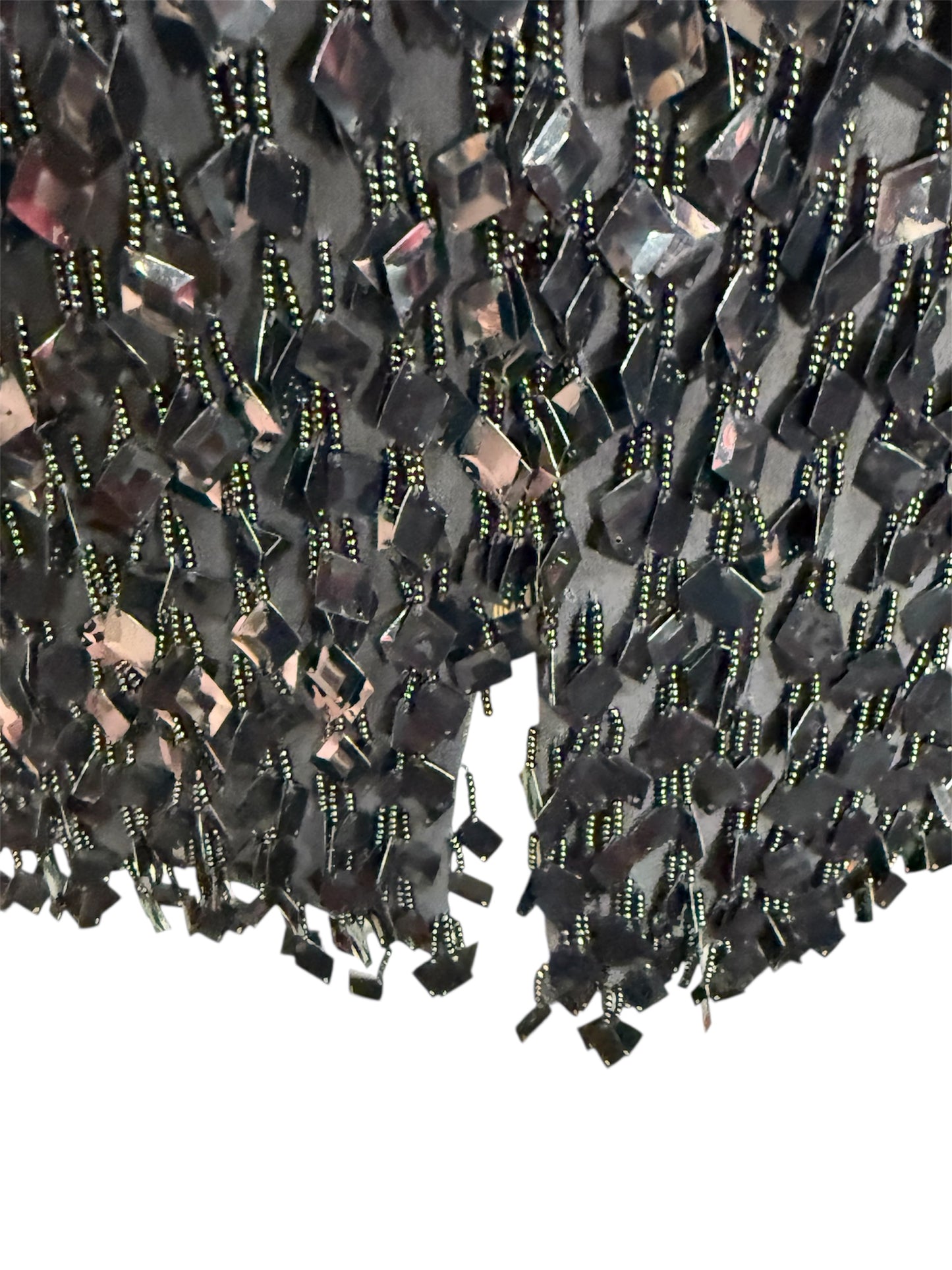 1990s DKNY Silk Beaded Pailettes Black Mini Dress