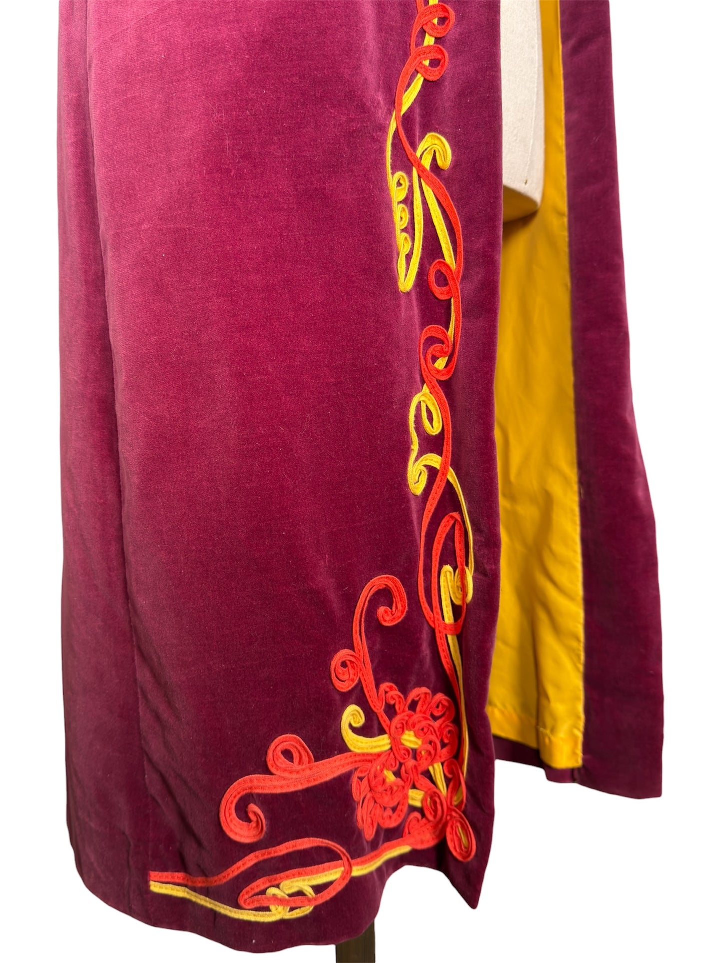1970s Kristine's Kreations Velvet with Abstract Appliques Long Vest