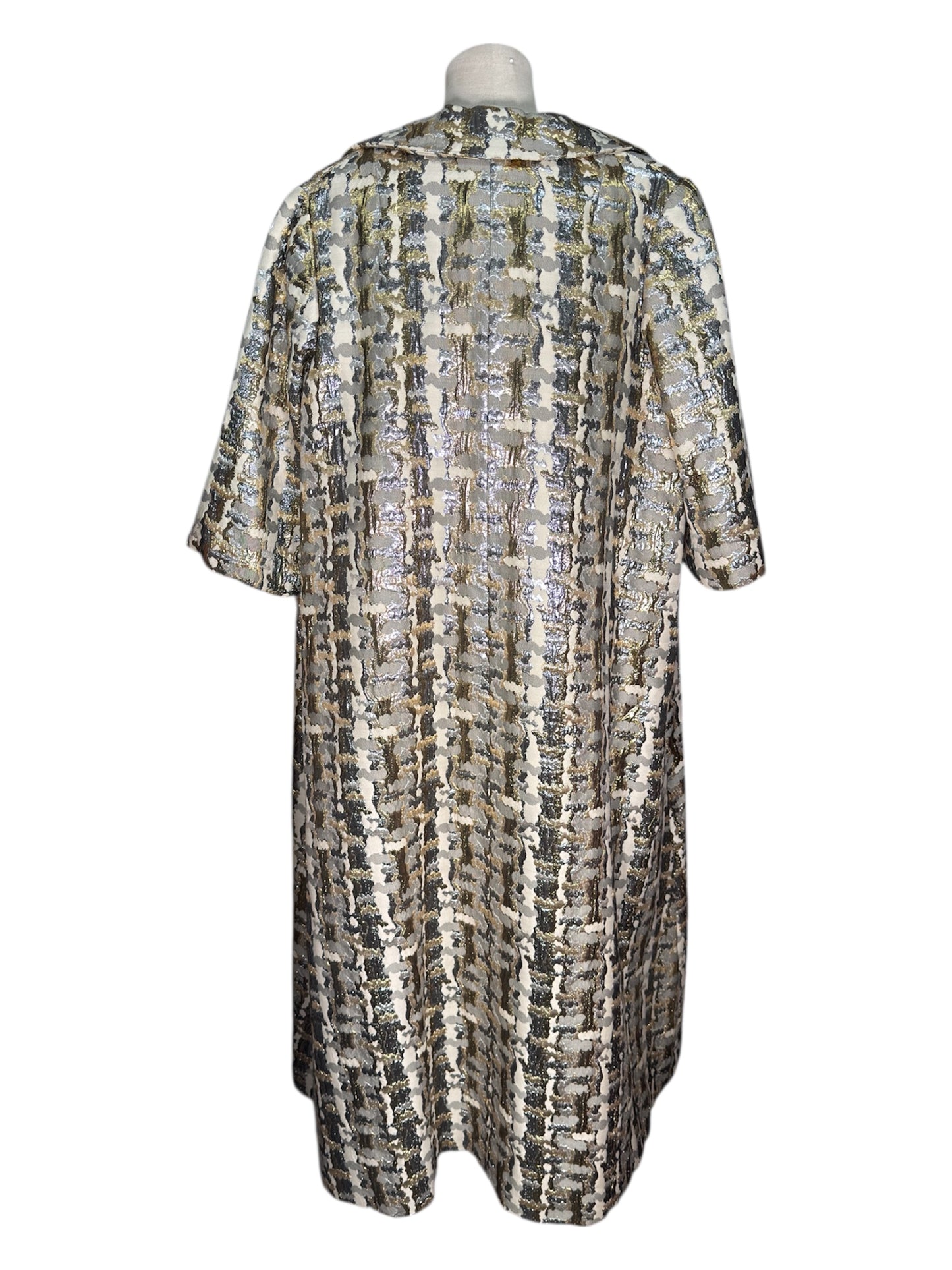 1960s Nina Deb Gold/Silver Metallic Dress and Coat Set