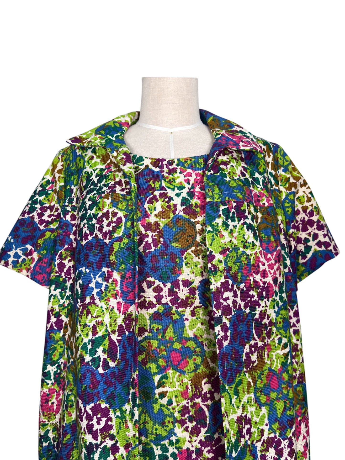 1960s Edith Flagg 2 Piece Dress and Jacket Abstract Multicolor Set