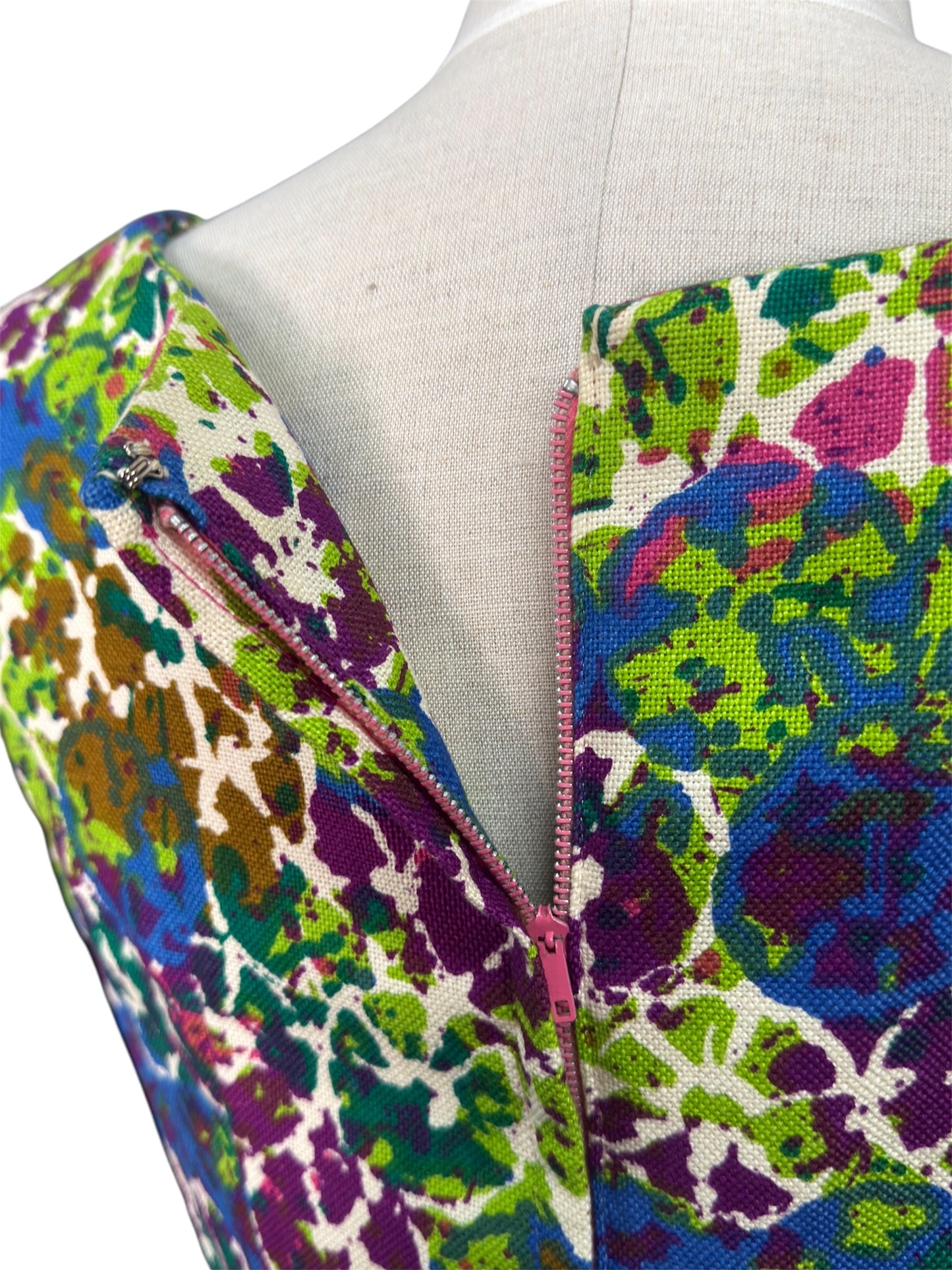 1960s Edith Flagg 2 Piece Dress and Jacket Abstract Multicolor Set
