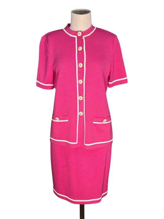 Y2K St. John Collection Knit Top and Skirt Pink Set