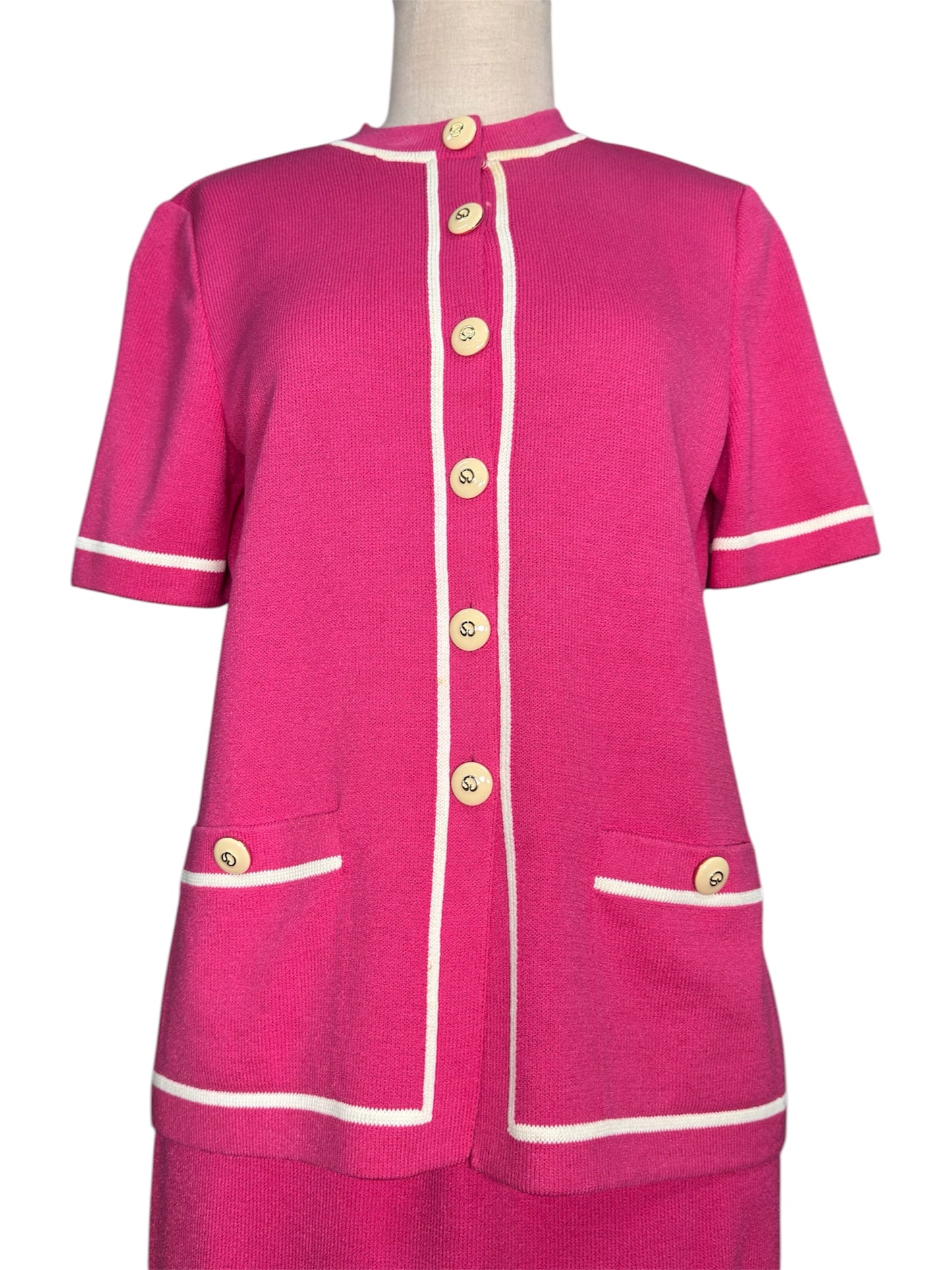 Y2K St. John Collection Knit Top and Skirt Pink Set