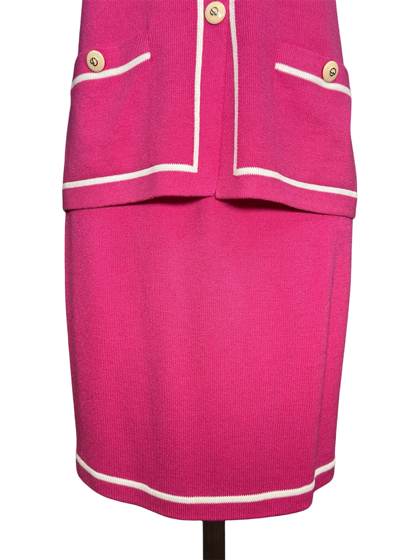 Y2K St. John Collection Knit Top and Skirt Pink Set