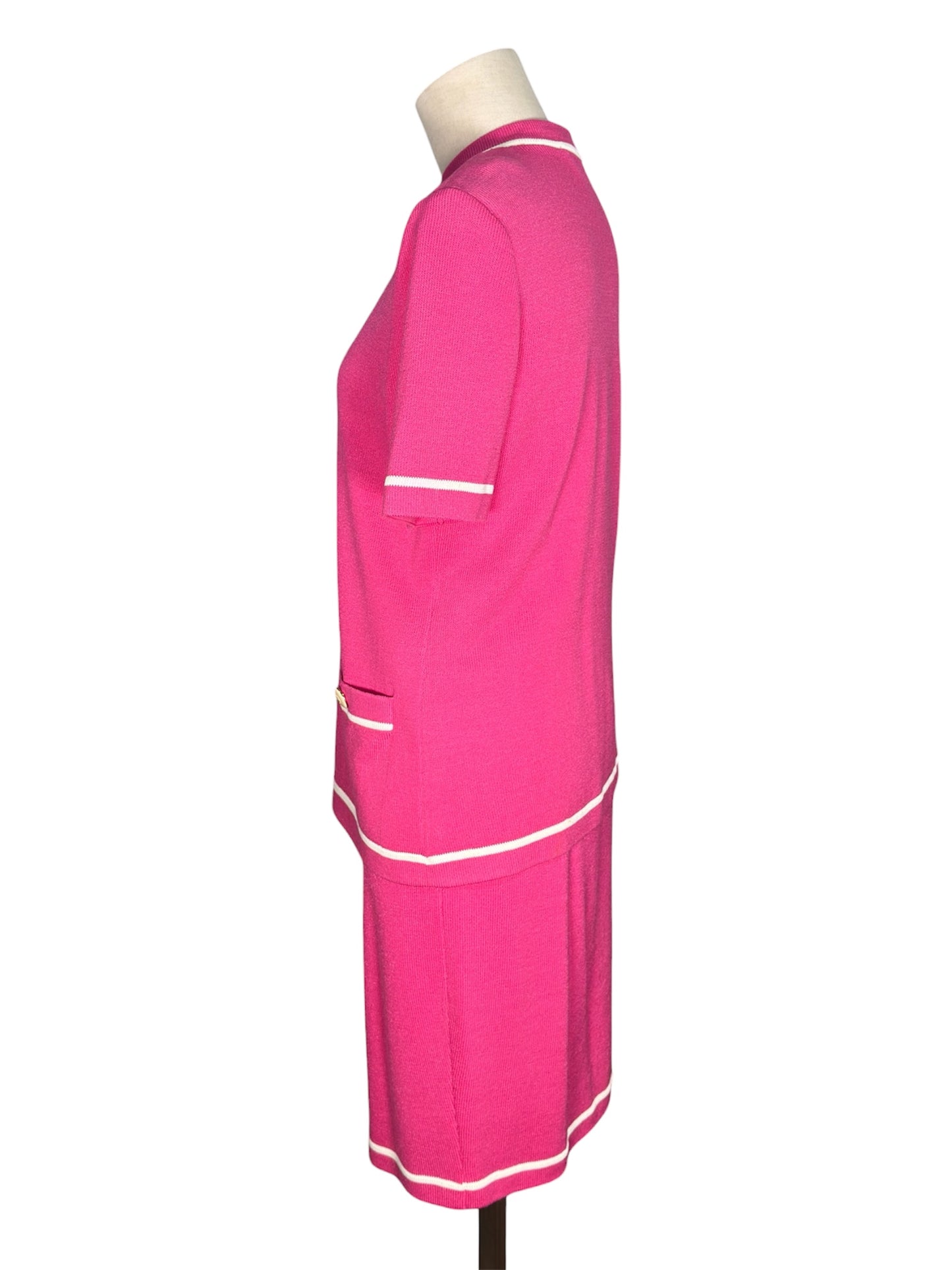 Y2K St. John Collection Knit Top and Skirt Pink Set