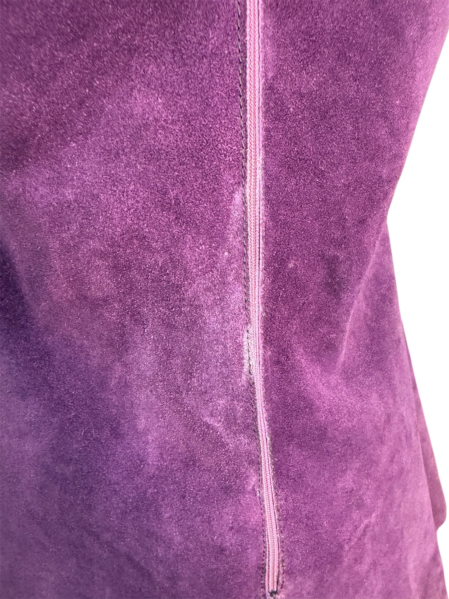 1960s Suede Leather Fringe Purple Hippie Vest