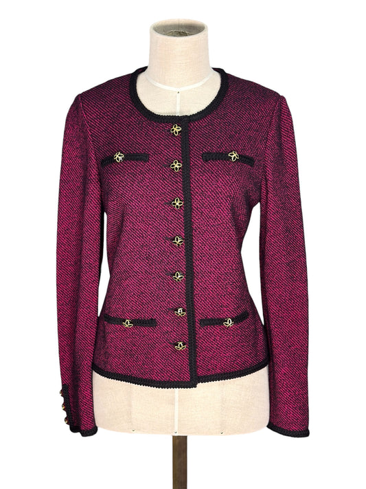 Y2K St. John Knit Dark Pink Wool Blend Jacket/Top