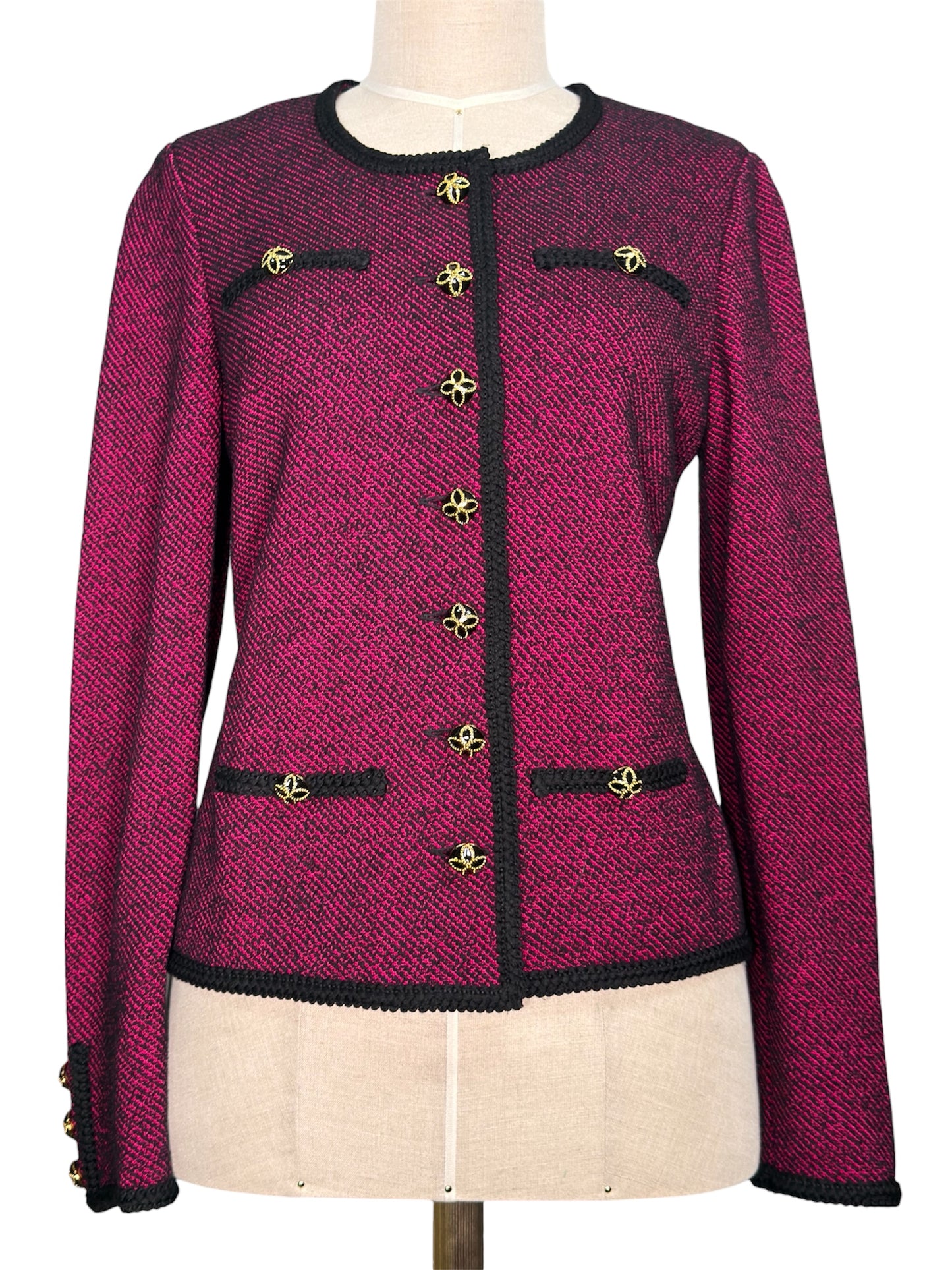 Y2K St. John Knit Dark Pink Wool Blend Jacket/Top