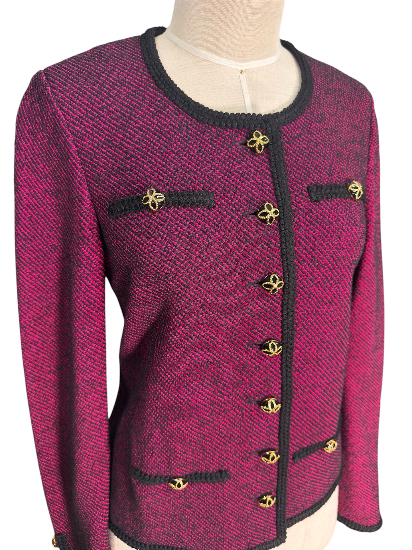 Y2K St. John Knit Dark Pink Wool Blend Jacket/Top