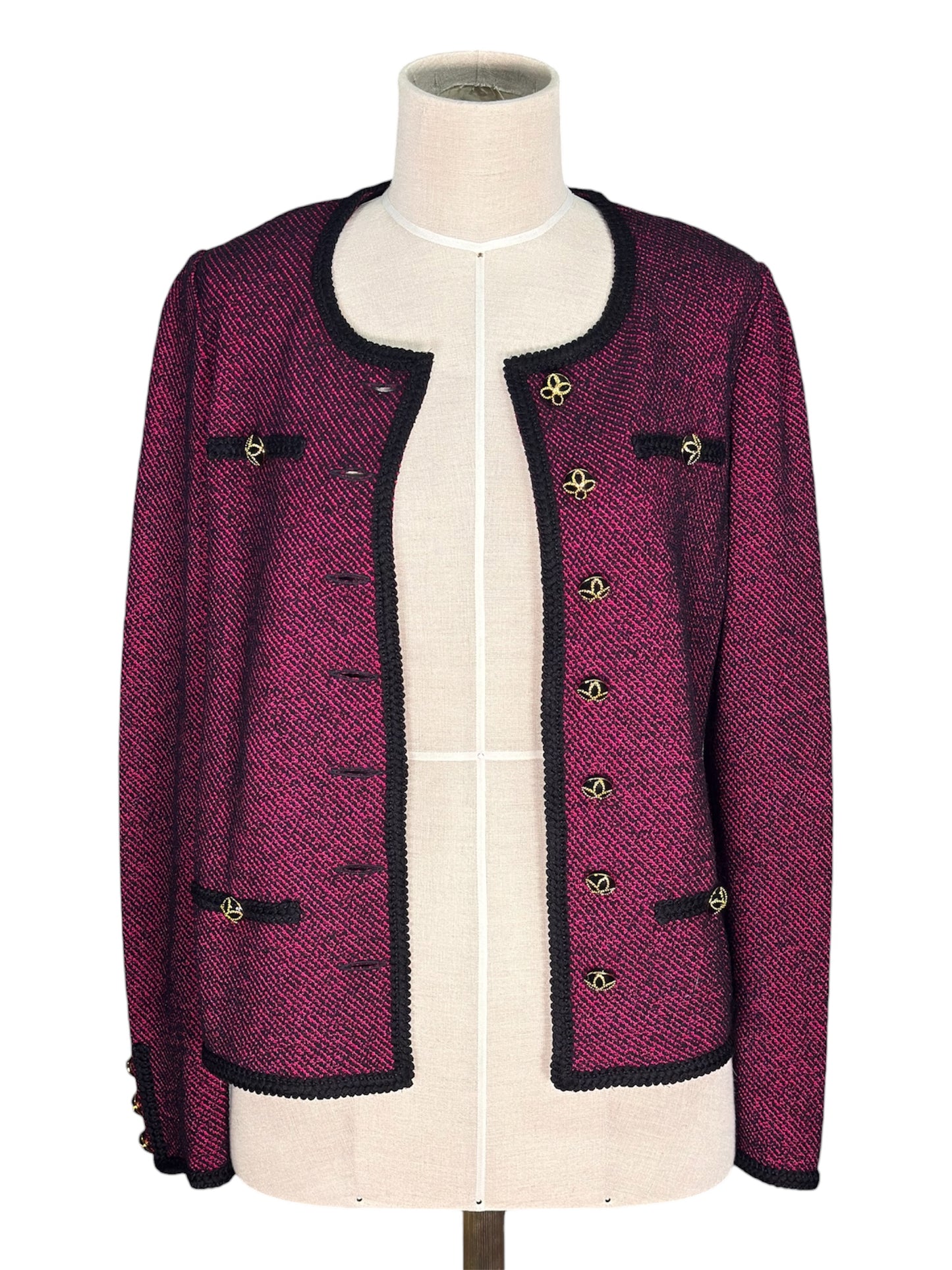 Y2K St. John Knit Dark Pink Wool Blend Jacket/Top