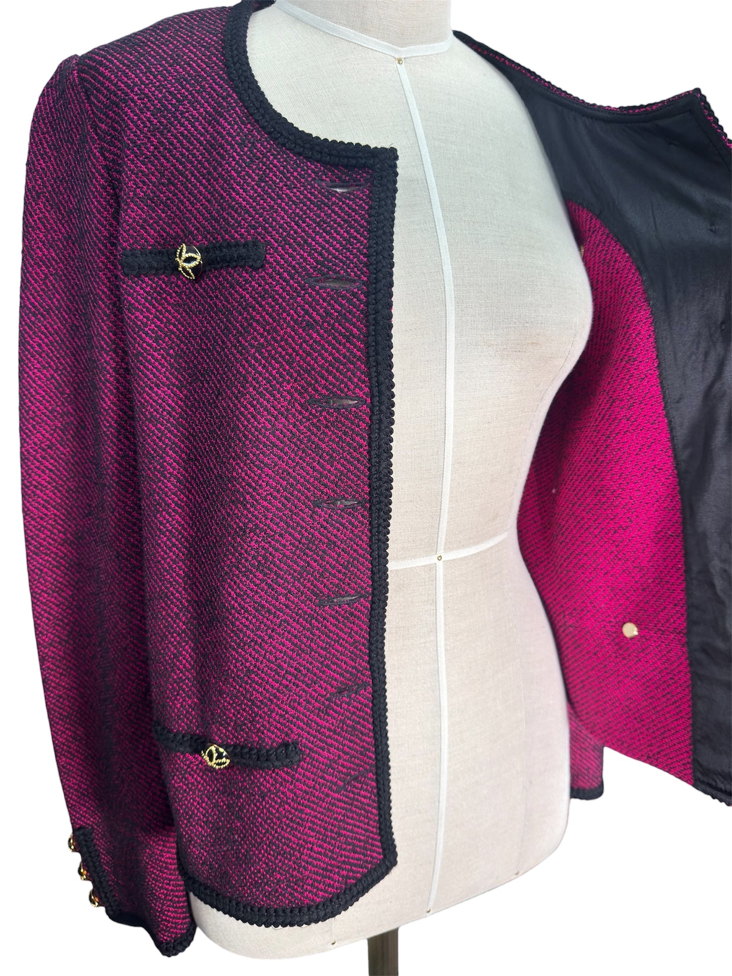 Y2K St. John Knit Dark Pink Wool Blend Jacket/Top