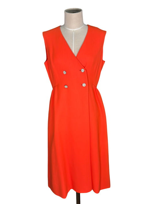 1960s Teal Traina Orange Mod Dress