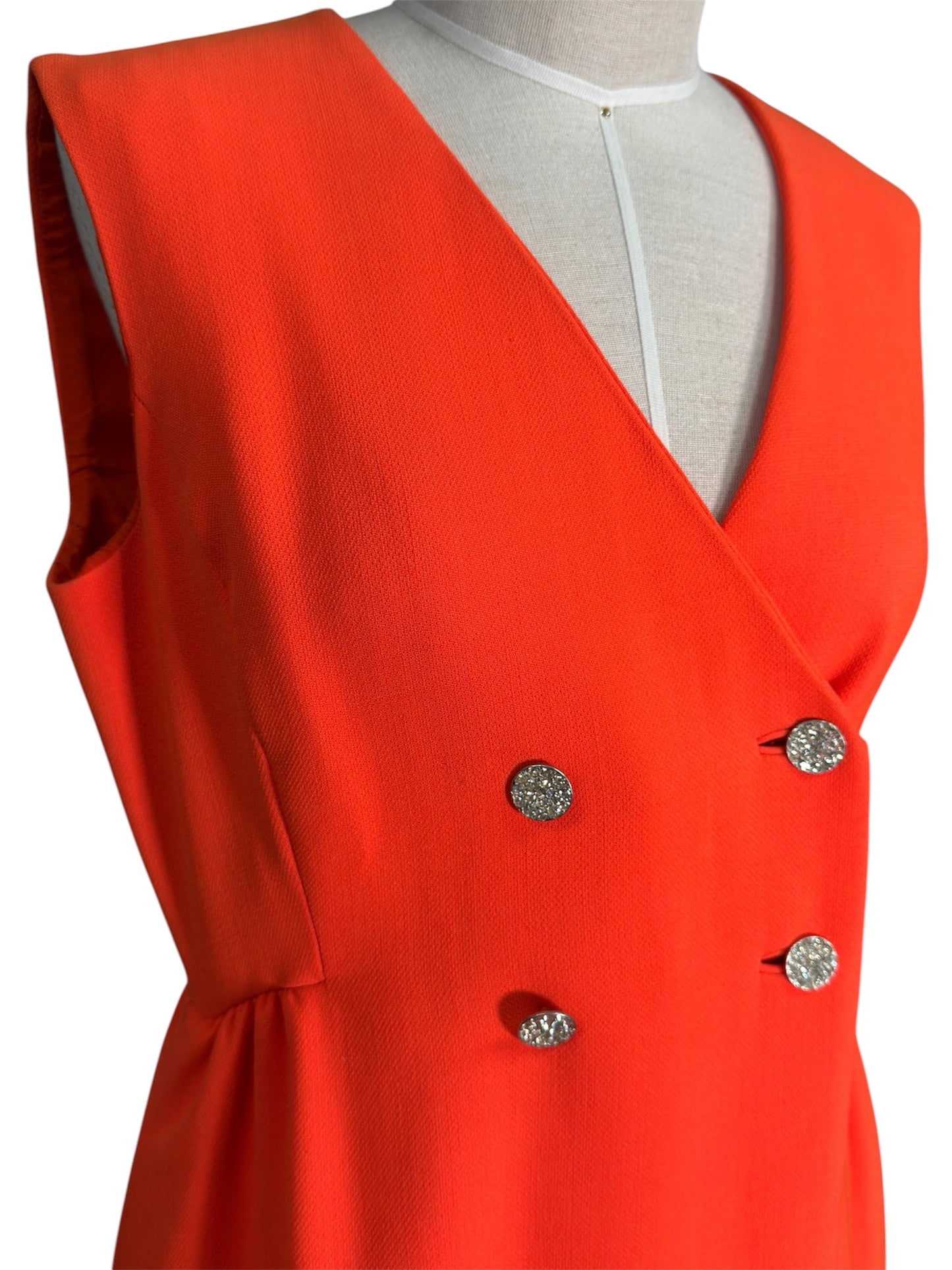 1960s Teal Traina Orange Mod Dress