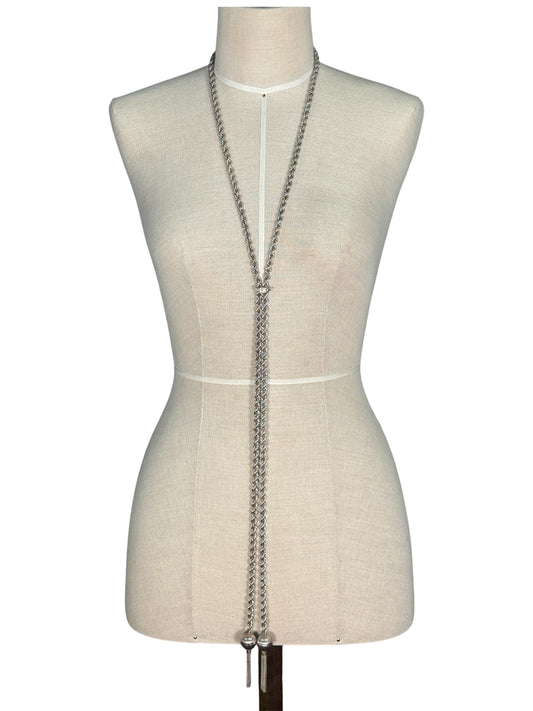 Vintage Sterling Silver 925 Long Tassel Lariat Necklace - Mexican Taxco